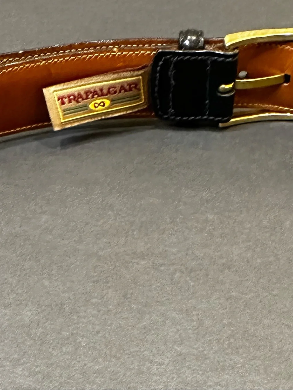 VTG 1990-2000 Trafalgar Cortina Smooth Black Leather Dress Belt Brass Buckle USA